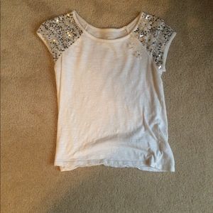 White sparkly tee